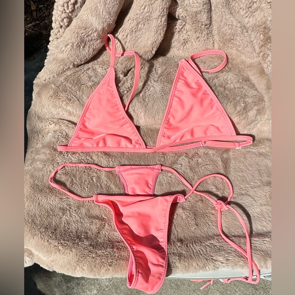 Pink thong bikini